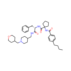 CCCCc1ccc(C(=O)NC2(C(=O)N[C@@H](Cc3ccccc3)C(=O)NCC3CCN(CC4CCOCC4)CC3)CCCC2)cc1 ZINC000066112664