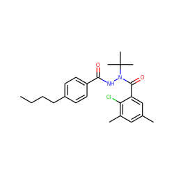 CCCCc1ccc(C(=O)NN(C(=O)c2cc(C)cc(C)c2Cl)C(C)(C)C)cc1 ZINC000103197583