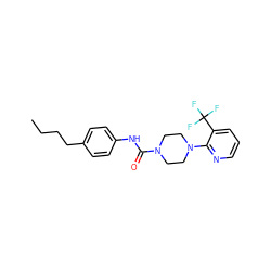 CCCCc1ccc(NC(=O)N2CCN(c3ncccc3C(F)(F)F)CC2)cc1 ZINC000013553797