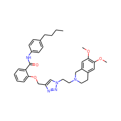 CCCCc1ccc(NC(=O)c2ccccc2OCc2cn(CCN3CCc4cc(OC)c(OC)cc4C3)nn2)cc1 ZINC001772619127