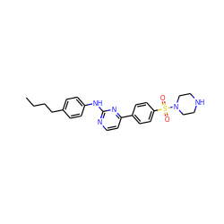 CCCCc1ccc(Nc2nccc(-c3ccc(S(=O)(=O)N4CCNCC4)cc3)n2)cc1 ZINC000027416269