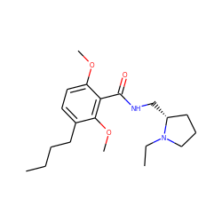 CCCCc1ccc(OC)c(C(=O)NC[C@@H]2CCCN2CC)c1OC ZINC000064447807