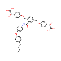 CCCCc1ccc(Oc2ccc(NC(=O)c3cc(COc4ccc(C(=O)C(=O)O)cc4)ccc3COc3ccc(C(=O)C(=O)O)cc3)cc2)cc1 ZINC000072169808