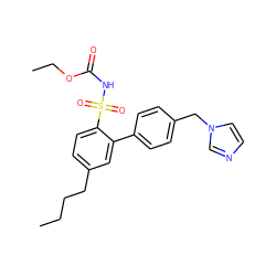 CCCCc1ccc(S(=O)(=O)NC(=O)OCC)c(-c2ccc(Cn3ccnc3)cc2)c1 ZINC000036176301