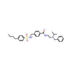 CCCCc1ccc(S(=O)(=O)NCc2ccc(C(=O)NCCN(Cc3ccccc3)C(C)C)cc2)cc1 ZINC000066148935