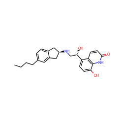 CCCCc1ccc2c(c1)C[C@H](NC[C@H](O)c1ccc(O)c3[nH]c(=O)ccc13)C2 ZINC000084690333