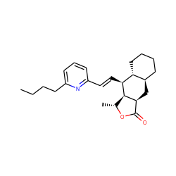 CCCCc1cccc(/C=C/[C@@H]2[C@@H]3[C@@H](C)OC(=O)[C@@H]3C[C@@H]3CCCC[C@H]32)n1 ZINC000013673126