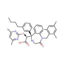 CCCCc1cccc([C@]2([C@H](Oc3nc(C)cc(C)n3)C(=O)O)NCC(=O)N(Cc3c(C)cc(C)cc3C)c3ccccc32)c1 ZINC000026667887