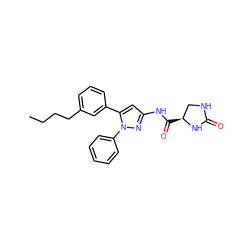 CCCCc1cccc(-c2cc(NC(=O)[C@H]3CNC(=O)N3)nn2-c2ccccc2)c1 ZINC000143725759