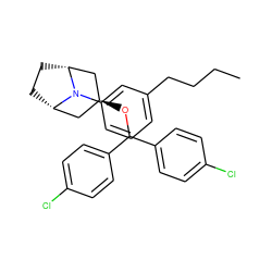 CCCCc1cccc(N2[C@H]3CC[C@@H]2C[C@@H](OC(c2ccc(Cl)cc2)c2ccc(Cl)cc2)C3)c1 ZINC000103236648