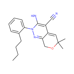 CCCCc1ccccc1N1N=C2COC(C)(C)C=C2C(C#N)=C1N ZINC000013838719