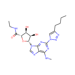 CCCCc1cn(-c2nc(NC)c3ncn([C@@H]4O[C@H](C(=O)NCC)[C@@H](O)[C@H]4O)c3n2)nn1 ZINC000034800826