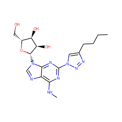 CCCCc1cn(-c2nc(NC)c3ncn([C@@H]4O[C@H](CO)[C@@H](O)[C@H]4O)c3n2)nn1 ZINC000034800825