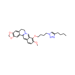 CCCCc1cn(CCCCOc2c(OC)ccc3cc4[n+](cc23)CCc2cc3c(cc2-4)OCO3)nn1 ZINC000071330403