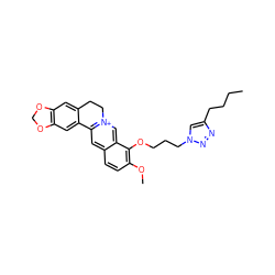 CCCCc1cn(CCCOc2c(OC)ccc3cc4[n+](cc23)CCc2cc3c(cc2-4)OCO3)nn1 ZINC000071294739