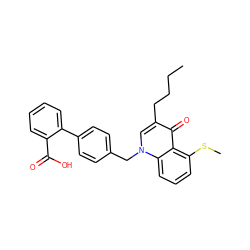 CCCCc1cn(Cc2ccc(-c3ccccc3C(=O)O)cc2)c2cccc(SC)c2c1=O ZINC000040950629