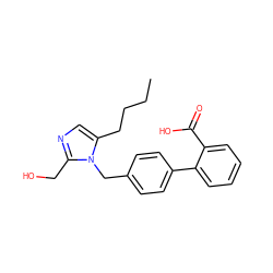 CCCCc1cnc(CO)n1Cc1ccc(-c2ccccc2C(=O)O)cc1 ZINC000084668462