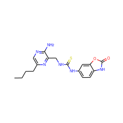 CCCCc1cnc(N)c(CNC(=S)Nc2ccc3[nH]c(=O)oc3c2)n1 ZINC000071296155