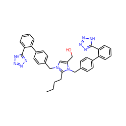 CCCCc1n(Cc2ccc(-c3ccccc3-c3nnn[nH]3)cc2)c(CO)c[n+]1Cc1ccc(-c2ccccc2-c2nnn[nH]2)cc1 ZINC000095592256