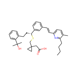 CCCCc1nc(/C=C/c2cccc([C@@H](CCc3ccccc3C(C)(C)O)SCC3(CC(=O)O)CC3)c2)ccc1C ZINC000027522845