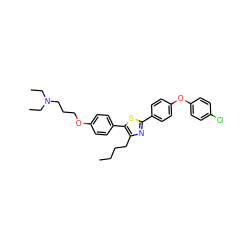 CCCCc1nc(-c2ccc(Oc3ccc(Cl)cc3)cc2)sc1-c1ccc(OCCCN(CC)CC)cc1 ZINC000095564047