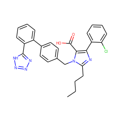 CCCCc1nc(-c2ccccc2Cl)c(C(=O)O)n1Cc1ccc(-c2ccccc2-c2nnn[nH]2)cc1 ZINC000013833909