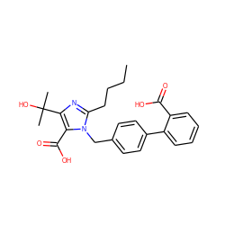 CCCCc1nc(C(C)(C)O)c(C(=O)O)n1Cc1ccc(-c2ccccc2C(=O)O)cc1 ZINC000001534598