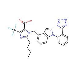 CCCCc1nc(C(F)(F)F)c(C(=O)O)n1Cc1cccc2c1ccn2-c1ccccc1-c1nn[nH]n1 ZINC000029315910