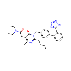 CCCCc1nc(C)c(CC(=O)N(CC)CC)c(=O)n1Cc1ccc(-c2ccccc2-c2nnn[nH]2)cc1 ZINC000082156430