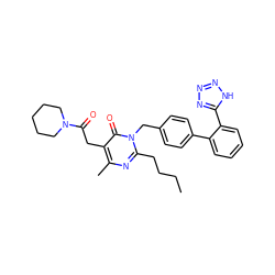 CCCCc1nc(C)c(CC(=O)N2CCCCC2)c(=O)n1Cc1ccc(-c2ccccc2-c2nnn[nH]2)cc1 ZINC000001890621