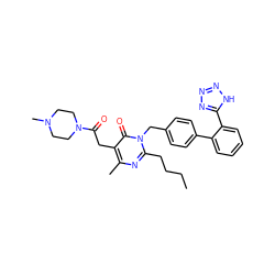 CCCCc1nc(C)c(CC(=O)N2CCN(C)CC2)c(=O)n1Cc1ccc(-c2ccccc2-c2nnn[nH]2)cc1 ZINC000073258678