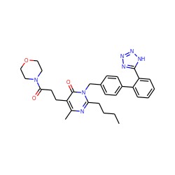 CCCCc1nc(C)c(CCC(=O)N2CCOCC2)c(=O)n1Cc1ccc(-c2ccccc2-c2nnn[nH]2)cc1 ZINC000073293403