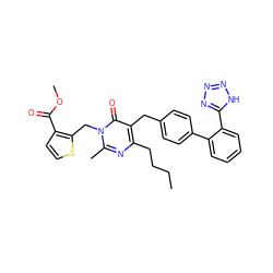 CCCCc1nc(C)n(Cc2sccc2C(=O)OC)c(=O)c1Cc1ccc(-c2ccccc2-c2nnn[nH]2)cc1 ZINC000001539347