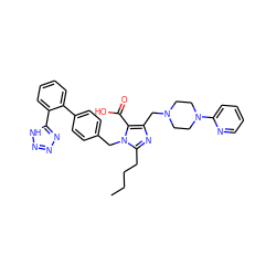 CCCCc1nc(CN2CCN(c3ccccn3)CC2)c(C(=O)O)n1Cc1ccc(-c2ccccc2-c2nnn[nH]2)cc1 ZINC000026376780