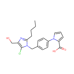 CCCCc1nc(CO)c(Cl)n1Cc1ccc(-n2cccc2C(=O)O)cc1 ZINC000001534482