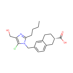 CCCCc1nc(CO)c(Cl)n1Cc1ccc2c(c1)CC[C@H](C(=O)O)C2 ZINC000013825384