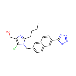 CCCCc1nc(CO)c(Cl)n1Cc1ccc2cc(-c3nnn[nH]3)ccc2c1 ZINC000013825378