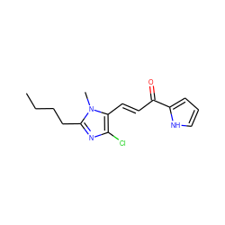 CCCCc1nc(Cl)c(/C=C/C(=O)c2ccc[nH]2)n1C ZINC000072113525