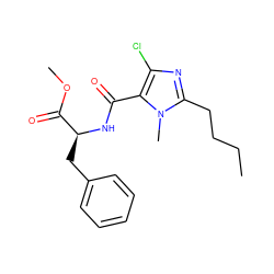 CCCCc1nc(Cl)c(C(=O)N[C@@H](Cc2ccccc2)C(=O)OC)n1C ZINC000473133206