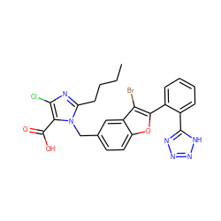 CCCCc1nc(Cl)c(C(=O)O)n1Cc1ccc2oc(-c3ccccc3-c3nnn[nH]3)c(Br)c2c1 ZINC000001552379