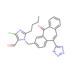 CCCCc1nc(Cl)c(C=O)n1Cc1ccc2c(-c3nnn[nH]3)cc3ccccc3c(=O)c2c1 ZINC000013742160