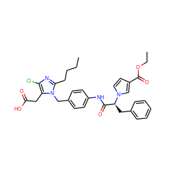 CCCCc1nc(Cl)c(CC(=O)O)n1Cc1ccc(NC(=O)[C@H](Cc2ccccc2)n2ccc(C(=O)OCC)c2)cc1 ZINC000029466144