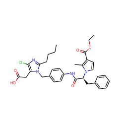 CCCCc1nc(Cl)c(CC(=O)O)n1Cc1ccc(NC(=O)[C@H](Cc2ccccc2)n2ccc(C(=O)OCC)c2C)cc1 ZINC000003915487