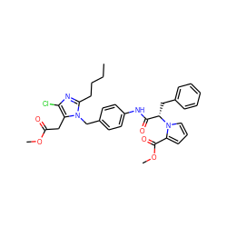 CCCCc1nc(Cl)c(CC(=O)OC)n1Cc1ccc(NC(=O)[C@H](Cc2ccccc2)n2cccc2C(=O)OC)cc1 ZINC000029467601