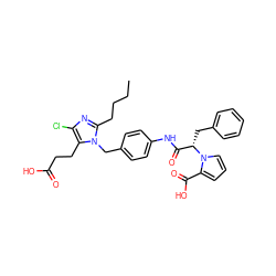 CCCCc1nc(Cl)c(CCC(=O)O)n1Cc1ccc(NC(=O)[C@H](Cc2ccccc2)n2cccc2C(=O)O)cc1 ZINC000003930384