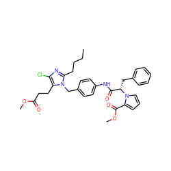 CCCCc1nc(Cl)c(CCC(=O)OC)n1Cc1ccc(NC(=O)[C@H](Cc2ccccc2)n2cccc2C(=O)OC)cc1 ZINC000029413636