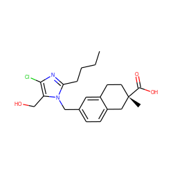 CCCCc1nc(Cl)c(CO)n1Cc1ccc2c(c1)CC[C@](C)(C(=O)O)C2 ZINC000013825396