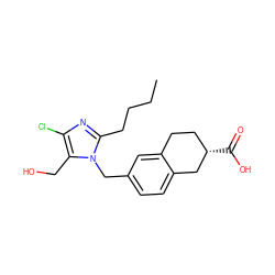 CCCCc1nc(Cl)c(CO)n1Cc1ccc2c(c1)CC[C@H](C(=O)O)C2 ZINC000013825380