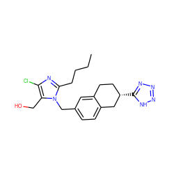 CCCCc1nc(Cl)c(CO)n1Cc1ccc2c(c1)CC[C@H](c1nnn[nH]1)C2 ZINC000013825388