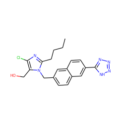 CCCCc1nc(Cl)c(CO)n1Cc1ccc2cc(-c3nnn[nH]3)ccc2c1 ZINC000013825374